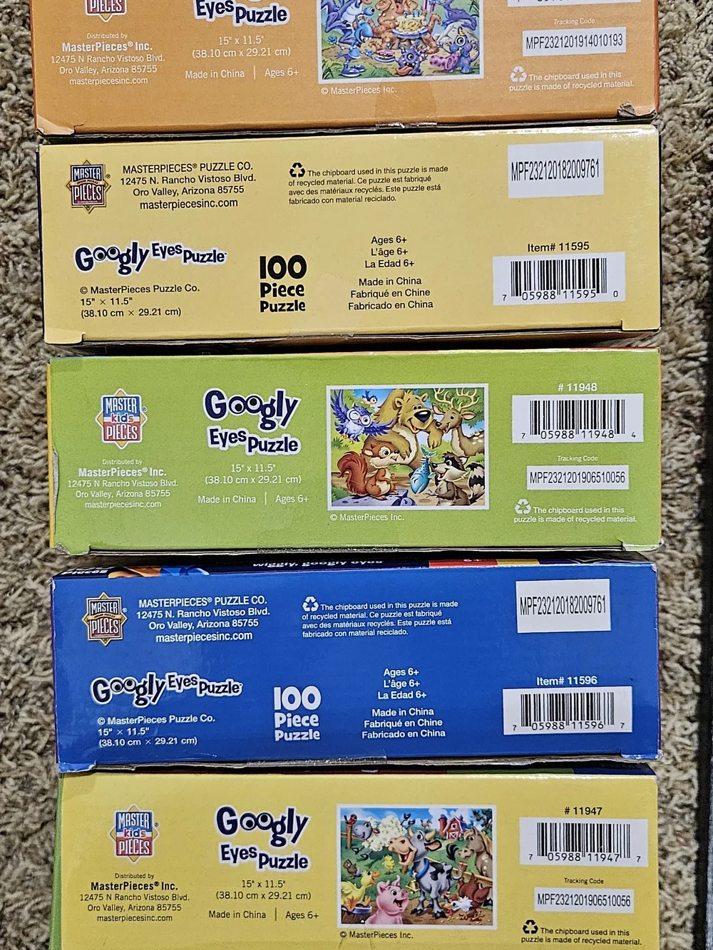 Kids Puzzle Set - Five Googly Eyed Puzzles